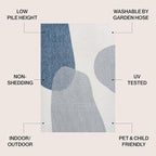 JONATHAN Y Geometric Organic Shapes Indoor Outdoor Area Rug 5X8 Cream/Navy, Zia Modern for Backyard, Patio, Porch, Easy-Cleaning, High Traffic, Pet-Friendly, Non-Shedding (TSN306B-5)