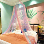 Eimilaly Princess Rainbow Bed Canopy with Unicorn Castle Glow in The Dark, Bed Canopy for Girls Room Decor or Fairy Theme Party