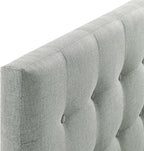 Modway Emily Tufted Button Linen Fabric Upholstered Full Headboard in Gray