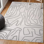 JONATHAN Y Graphic Lines High-Low Indoor Area Rug 8X10 White/Light Gray, Alcina Modern Scandinavian for Living Room, Bedroom, Kitchen, Easy-Cleaning, High Traffic, Pet-Friendly Non-Shedding SND102C-8