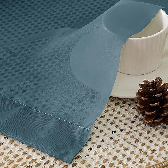 Aiyufeng Dusty Blue Sheer Curtains 36 inches Long, Short Kitchen Window Treatment Solid Sheers Cafe Curtains Bathroom Voile Half Window Curtains 2 Panels, Rod Pocket, 40" Wx36 L