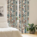 Ambesonne Ethnic Curtains, Folkloric Style Floral Ornaments with Bohemian Oriental Motifs as Stripes, Window Treatments 2 Panel Set for Living Room Bedroom, Pair of - 28" x 63", Teal Coral and Orange