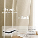 KangBang 72 Inch Wide Blackout Curtains 96 Inches Long, Faux Linen Sliding Door Curtains for Large Windows Modern Farmhouse Thermal Drapes for Living Room 2 Panels, Natural Beige