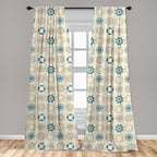 Ambesonne Compass Window Curtains, Marine Themed Doodle Art Vintage Inspirations Traveling Exploration Cruise Pattern, Lightweight Decor 2-Panel Set with Rod Pocket, Pair of - 28" x 84", Beige Teal