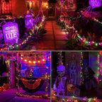 Brizled Purple Green Orange Halloween String Lights, 33ft 100 LED Halloween Lights Outdoor, 120V UL Listed Purple Orange String Light Connectable, Mini Tree Light Set for Holiday Tree Party Home Decor
