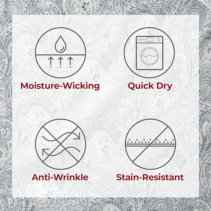 Mellanni King Sheets Set - 4 PC Iconic Collection Bedding - Hotel Luxury, Extra Soft, Cooling Bed Sheets - Wrinkle, Fade, Stain Resistant (King, Paisley Gray)