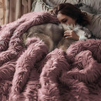 Bedsure GentleSoft Fluffy Dusty Pink Blankets Queen Size for Bed, Thick Sherpa Faux Fur Fleece Fuzzy Plush Winter Warm Soft Queen Blankets, Bedroom Decor Pink Gifts Cozy Gifts for Women Men, 90x90