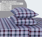 RUVANTI Flannel Sheets Queen Size - 100% Cotton Double Brushed Bed Sheets, Deep Pockets 16 Inches Queen Sheet Set, All Seasons Breathable & Extra Soft - Warm & Cozy, 4 Piece, Noel