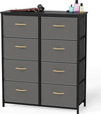 SIMPLE HOUSEWARE 8 Drawer Wide Dresser Tall Storage Tower, Dark Grey