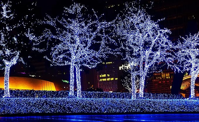 612 Vermont 100 Blue Christmas Lights on a White Wire String, UL Approved, Indoor/Outdoor Use, 18’ of Lighted Length, 20’ of Total Length