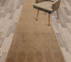 Custom Size Modern Abstract Floor Carpet Runner Rug for Hallways, Slip Resistant Latex Rubber Backed, 31 inch Wide X Customized Length, Art Gold Tan, 31 inch X 12 feet