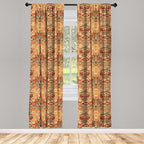 Ambesonne African Curtains, Motif with Pattern Design, Window Treatments 2 Panel Set for Living Room Bedroom, Pair of - 28" x 63", Brown Orange