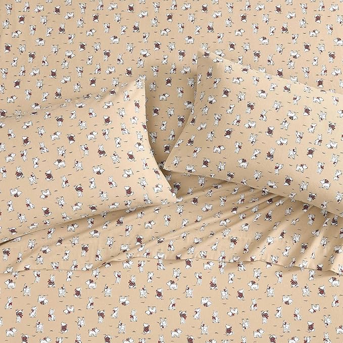 Laura Ashley - King Sheets, Breathable Cotton Flannel Bedding with Deep Pockets, Brushed for Extra Softness & Comfort, Oeko-Tex Certified (Jolly Cardinals Green, King)