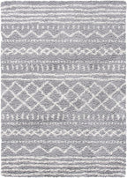 SAFAVIEH Arizona Shag Collection Area Rug - 5'1" x 7'6", Grey & Ivory, Moroccan Design, Non-Shedding & Easy Care, 1.6-inch Thick Ideal for High Traffic Areas in Living Room, Bedroom (ASG741G)