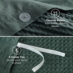 Bedsure Cotton Duvet Cover King - 100% Cotton Waffle Weave Forest Green Duvet Cover King Size, GentleSoft™ and Breathable Bedding Set for All Season, 3 Pieces, 104"x90"