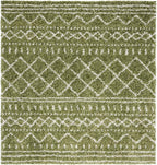 SAFAVIEH Arizona Shag Collection Area Rug - 5'1" Square, Green & Ivory, Moroccan Design, Non-Shedding & Easy Care, 1.6-inch Thick, Ideal for The Living Room, Dining, Bedroom (ASG741X)