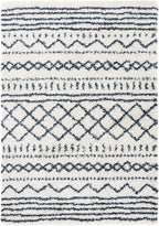 SAFAVIEH Arizona Shag Collection Accent Rug - 3'2" x 5', Ivory & Slate, Moroccan Design, Non-Shedding & Easy Care, 1.6-inch Thick Ideal for High Traffic Areas in Foyer, Living Room, Bedroom (ASG741M)