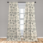 Ambesonne Dahlia Curtains, Vintage Style Garden Flower Sketches of Dahlia and Chrysanthemum Botany Theme, Window Treatments 2 Panel Set for Living Room Bedroom, Pair of - 28" x 84", Beige Black