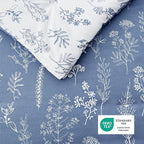 Bedsure Full Comforter Set - Infinity Blue Bed Set, 3 Pieces Cute Floral Bedding, 1 Soft Reversible Botanical Flowers Comforter and 2 Pillow Shams