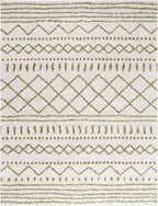 SAFAVIEH Arizona Shag Collection Area Rug - 9' x 12', Ivory & Green, Moroccan Design, Non-Shedding & Easy Care, 1.6-inch Thick Ideal for High Traffic Areas in Living Room, Bedroom (ASG741Y)