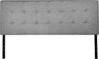 Amazon Basics Faux Linen Upholstered Tufted Headboard with Adjustable Height, King, Gray