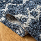 SAFAVIEH Arizona Shag Collection Runner Rug - 2'3" x 10' Runner, Slate Blue & Ivory, Moroccan Design, Non-Shedding, 1.6-inch Thick, Ideal for High Traffic Areas in Living Room, Bedroom (ASG741L-210)