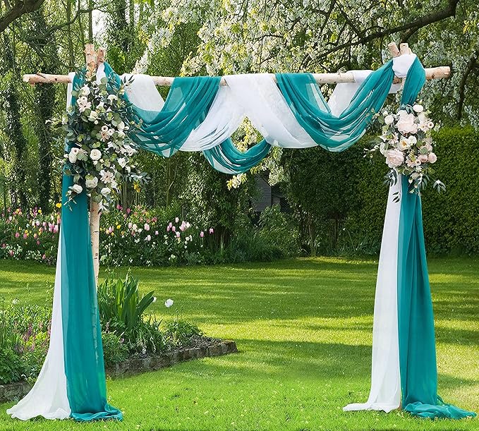LinenZone Teal Window Scarf Valance in 288 Inch Size. Use Window Scarves as Canopy Bed or Backdrop Curtains, Curtain Scarf, or Sheer Fabric for Draping. (Amazing 55 x 288, Teal)