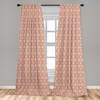 Ambesonne Scandinavian Window Curtains Pack of 2, Flower Like Motifs Folk Art in Tangerine Tones, Lightweight Set with Rod Pocket, 4 Panels of - 28" x 95", Sienna Sky
