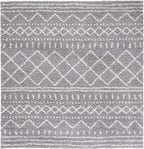 SAFAVIEH Arizona Shag Collection Area Rug - 6'7" Square, Grey & Ivory, Moroccan Design, Non-Shedding & Easy Care, 1.6-inch Thick Ideal for High Traffic Areas in Living Room, Bedroom (ASG741G)