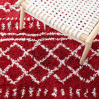 SAFAVIEH Arizona Shag Collection Accent Rug - 4' x 6', Red & Ivory, Moroccan Design, Non-Shedding & Easy Care, 1.6-inch Thick Ideal for High Traffic Areas in Entryway, Living Room, Bedroom (ASG741Q)