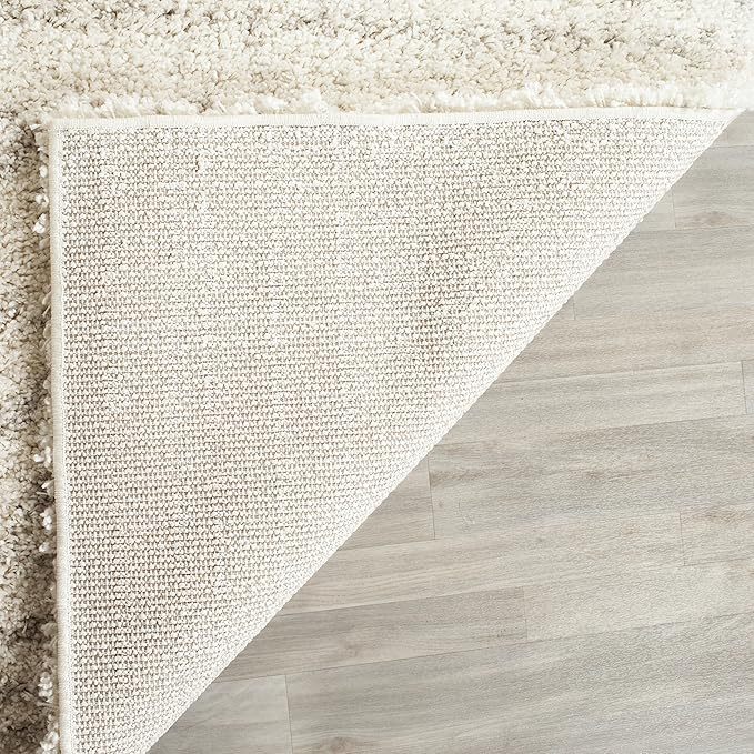 SAFAVIEH Arizona Shag Collection Area Rug - 11' Square, Ivory & Beige, Moroccan Design, Non-Shedding & Easy Care, 1.6-inch Thick Ideal for High Traffic Areas in Living Room, Bedroom (ASG741A)