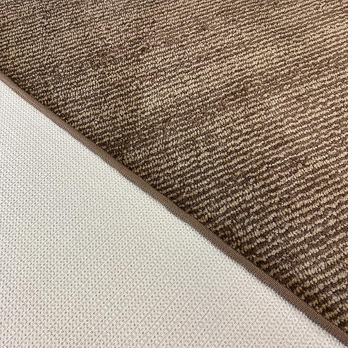 Custom Length Cut to Size Wide Width Carpet Runner Rug for Hallways, Slip Resistant Latex Rubber Backed, 31 inch Wide X Customized Length, Stripe Brown, 31 inch X 14 feet