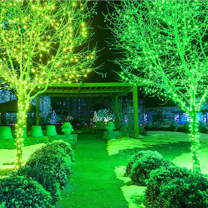 Holiday Essence 100 LED Green St Patrick's Day Christmas String Lights, 26.9 Ft Green Wire String Lights for Indoor and Outdoor Decorative Use Patio and Tree Décor UL Certified