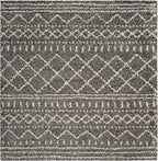 SAFAVIEH Arizona Shag Collection Area Rug - 10' Square, Charcoal/Beige, Geometric Design, Plush 1.6 Inch Thick Ideal for High Traffic Areas in Living Room, Bedroom, Dining (ASG741B)