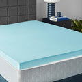Amazon Basics Alternative Latex Queen Mattress Topper, Cooling Gel-Infused, CertiPUR-US Certified, 3 Inches, Blue