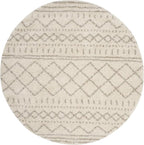 SAFAVIEH Arizona Shag Collection Area Rug - 9' Round, Ivory & Beige, Moroccan Design, Non-Shedding, 1.6-inch Thick, Ideal for High Traffic Areas in Living Room, Bedroom (ASG741A-9R)