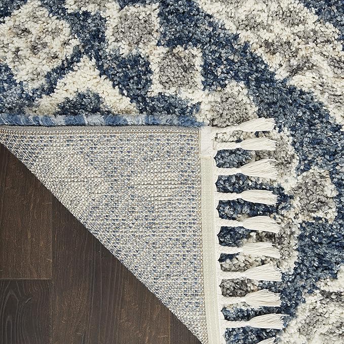 Nourison Home Scandinavian Shag Denim Blue 7'10" x 10'6" Area Rug, Easy Clean, Non Shedding, Bed Room, Living Room, Dining Room, Kitchen (8x11)
