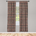 Ambesonne Boho Window Curtains, Hand Drawn Inspired Print of Triangles Colorful Latin American Folklore Motifs, Lightweight Decor 2-Panel Set with Rod Pocket, Pair of - 28" x 95", Maroon Coral