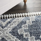Nourison Home Scandinavian Shag Denim Blue 4' x 6' Area Rug, Easy Clean, Non Shedding, Bed Room, Living Room, Dining Room, Kitchen (4x6)