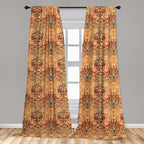 Ambesonne African Curtains, Motif with Pattern Design, Window Treatments 2 Panel Set for Living Room Bedroom, Pair of - 28" x 84", Brown Orange