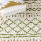 SAFAVIEH Arizona Shag Collection Area Rug - 10' x 14', Ivory & Green, Moroccan Design, Non-Shedding & Easy Care, 1.6-inch Thick, Ideal for The Living Room, Bedroom, Dining Room (ASG741Y-10)
