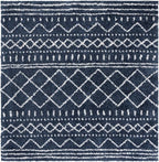 SAFAVIEH Arizona Shag Collection Area Rug - 6'7" Square, Slate Blue & Ivory, Moroccan Design, Non-Shedding & Easy Care, 1.6-inch Thick Ideal for High Traffic Areas in Living Room, Bedroom (ASG741L)