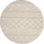 SAFAVIEH Arizona Shag Collection Area Rug - 8' Round, Ivory & Beige, Moroccan Design, Non-Shedding & Easy Care, 1.6-inch Thick Ideal for High Traffic Areas in Living Room, Bedroom (ASG741A)