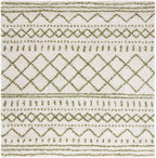 SAFAVIEH Arizona Shag Collection Area Rug - 6'7" Square, Ivory & Green, Moroccan Design, Non-Shedding & Easy Care, 1.6-inch Thick Ideal for High Traffic Areas in Living Room, Bedroom (ASG741Y)