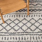SAFAVIEH Arizona Shag Collection X-Large Area Rug - 11' x 15', Ivory & Black, Moroccan Design, Non-Shedding & Easy Care, 1.6-inch Thick Ideal for High Traffic Areas in Living Room, Bedroom (ASG741Z)